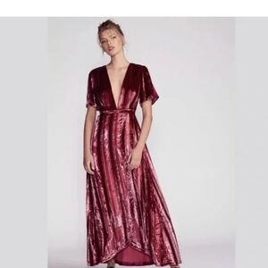 Elegant Velvet Burgundy Dress